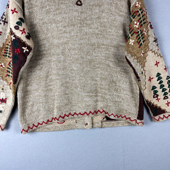 VTG Eagles Eye Cardigan Sweater Womens XL 3D Knit Chunky Christmas Artsy 90s - Picture 15 of 16